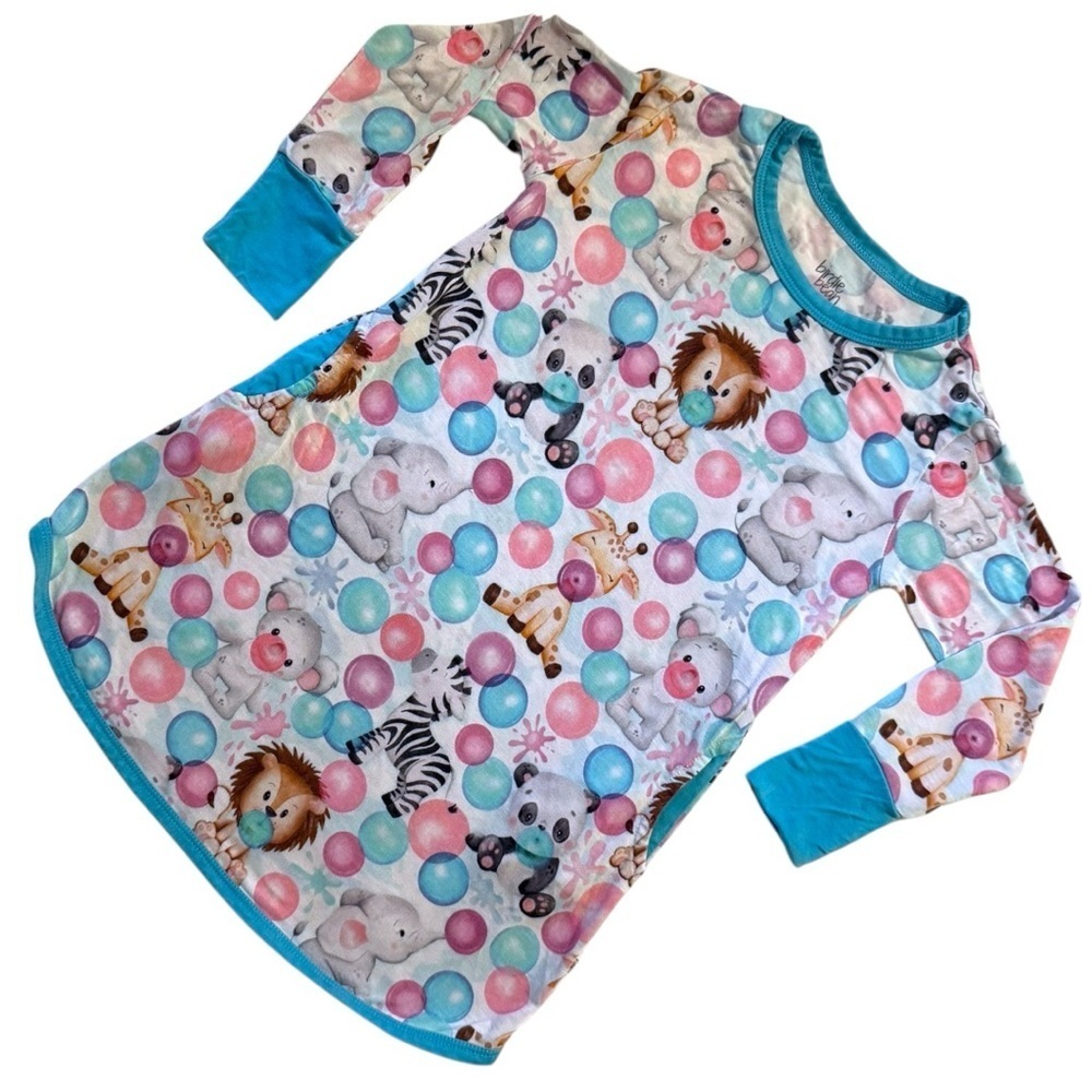 Birdie Bean 18-24M Animal Bubble Gum Print Long Sleeve Dress w/ Pockets – Bamboo